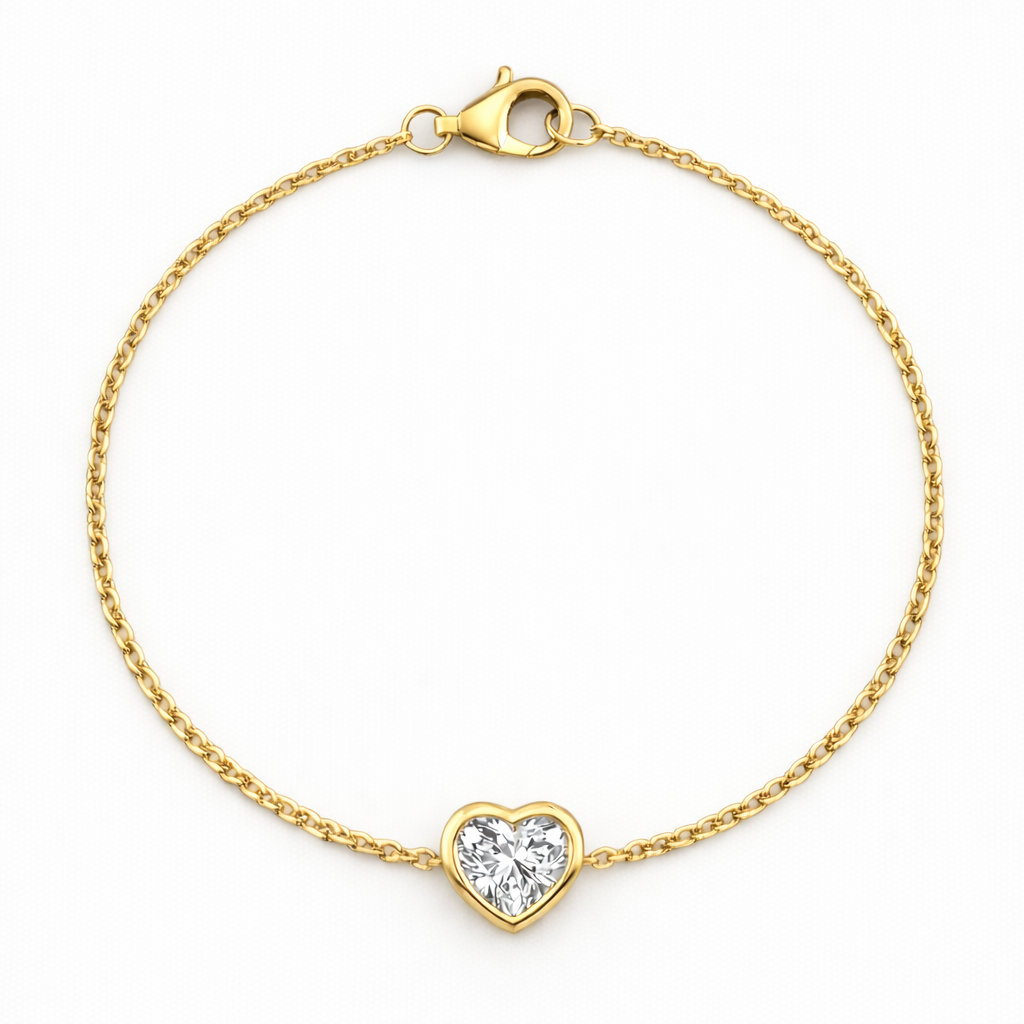Heart Bezel Lab Grown Diamond Chain Bracelet