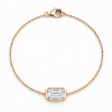 Emerald Bezel Lab-Grown Diamond Chain Bracelet