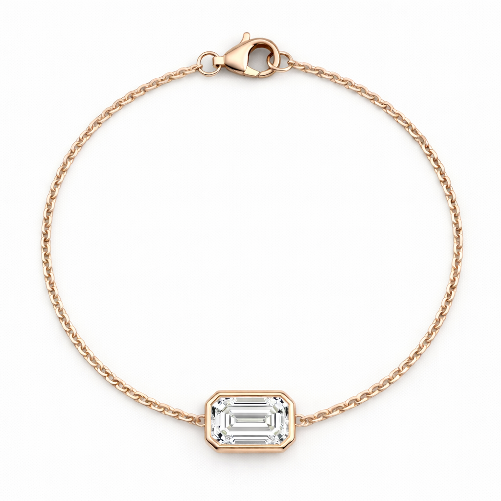Emerald Bezel Lab-Grown Diamond Chain Bracelet
