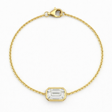 Emerald Bezel Lab-Grown Diamond Chain Bracelet