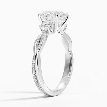 Petite Twisted Vine Three Stone Diamond Engagement Ring