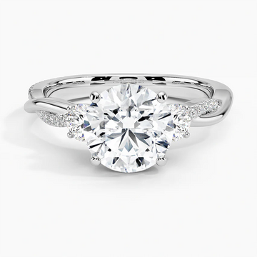 Petite Twisted Vine Three Stone Diamond Engagement Ring