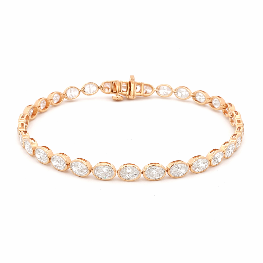 East to West Oval Bezel Lab Grown Diamond Bracelet