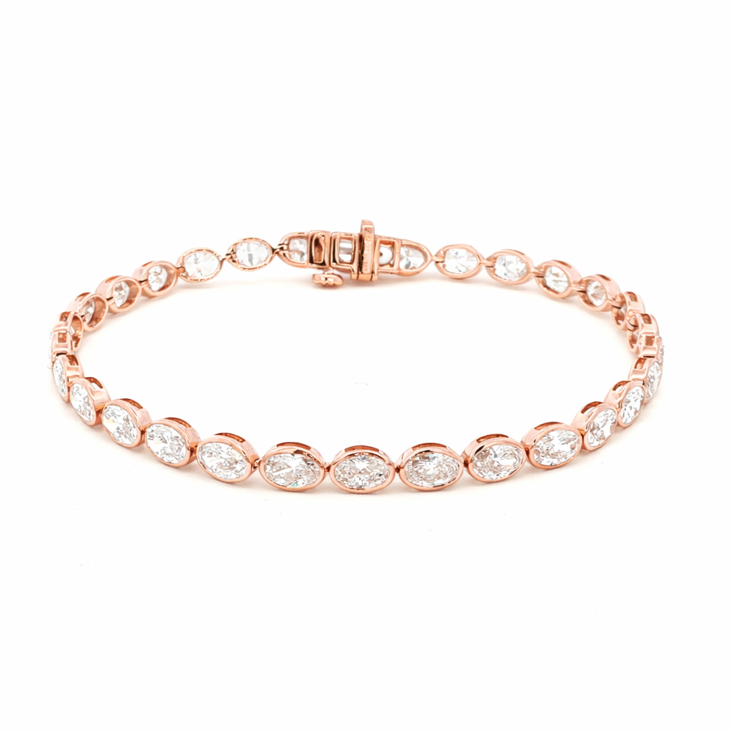 East to West Oval Bezel Lab Grown Diamond Bracelet