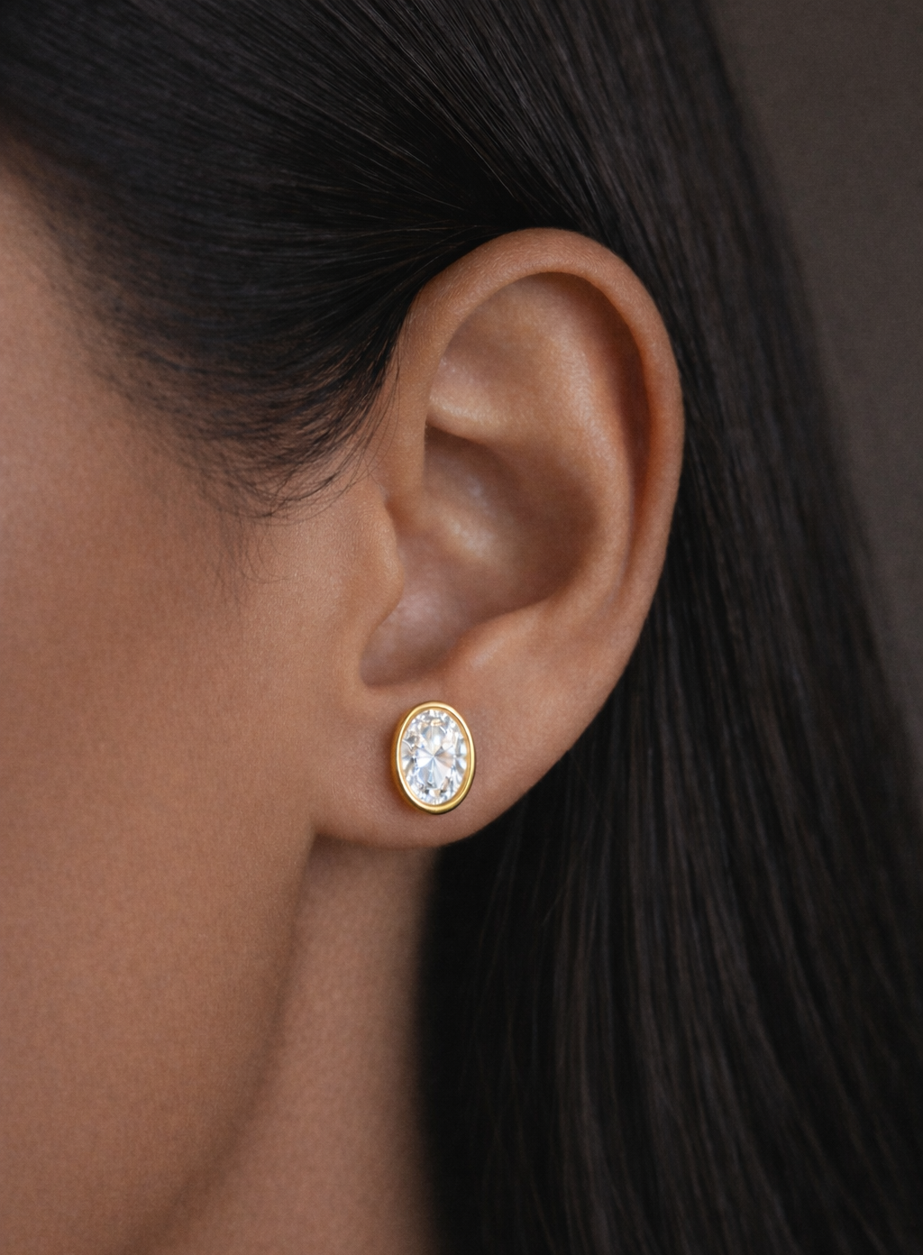 Oval Bezel Lab Grown Studs