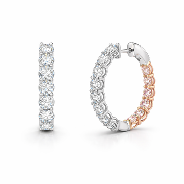 Duo-Tone Pink Lab Grown Diamond Hoop Earrings