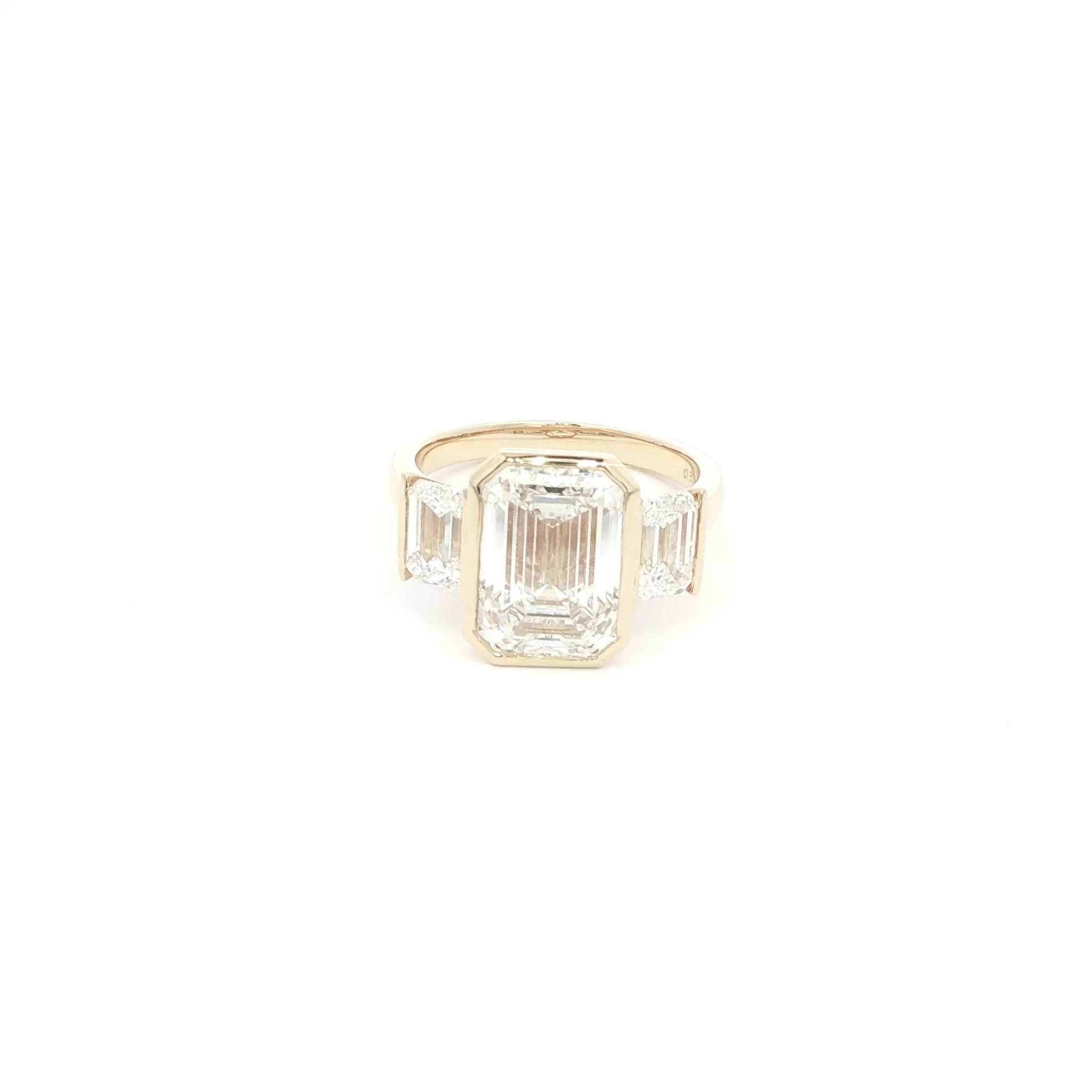 Emerald Trilogy Bezel Lab Grown Diamond Ring