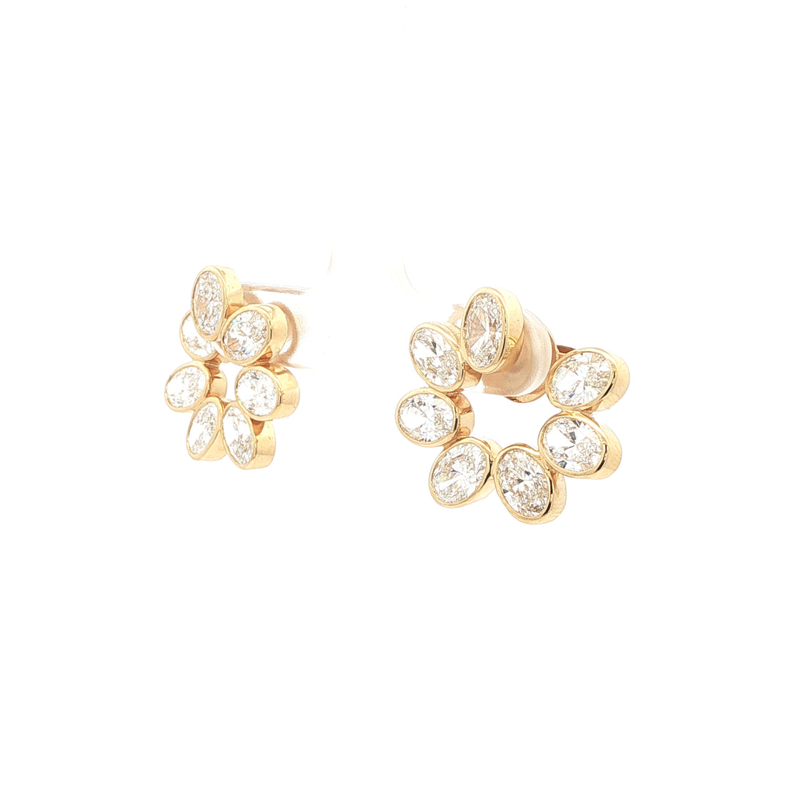 Oval Bezel Lab Grown Diamond Hoop Earrings