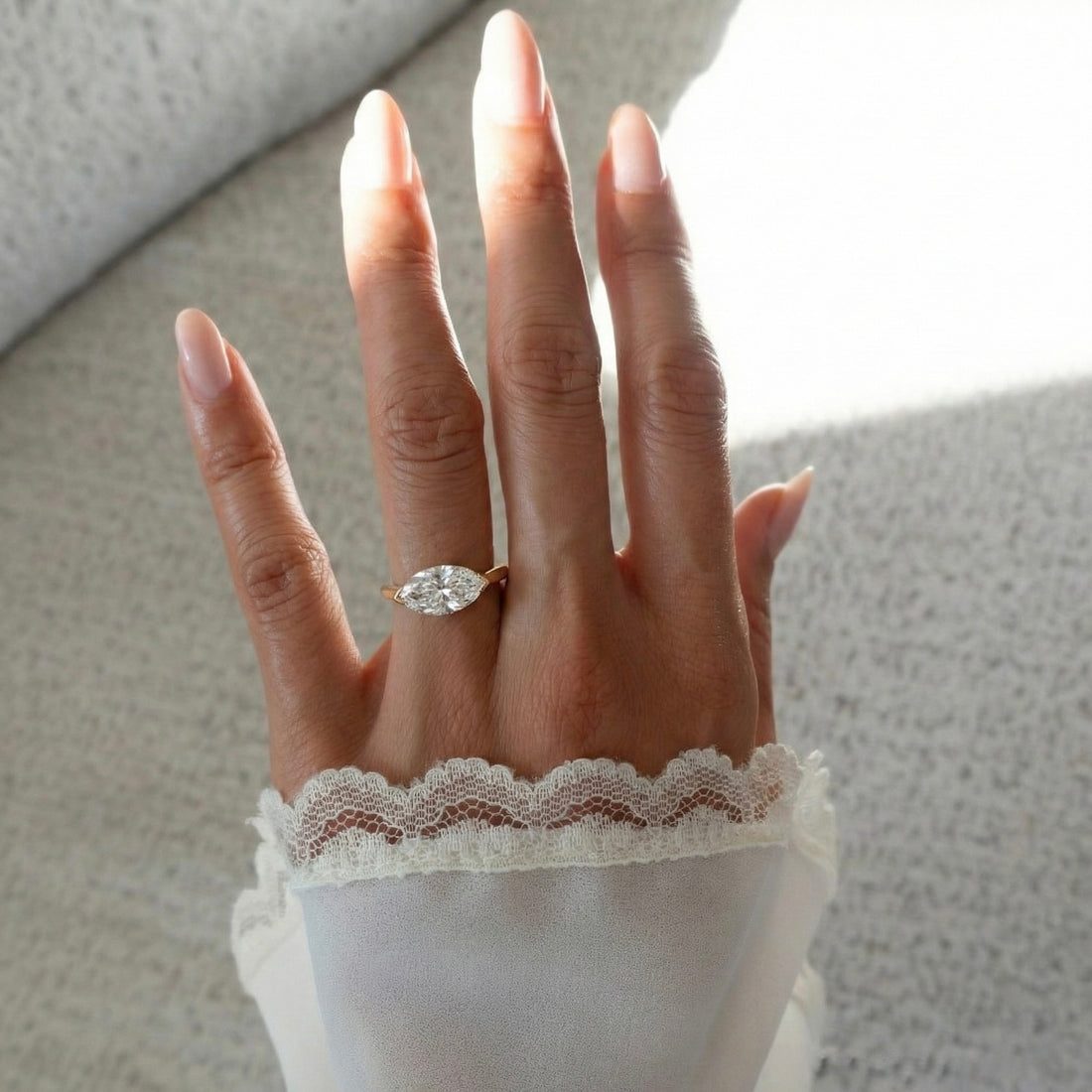 Marquise Half Bezel Lab Grown Diamond Ring