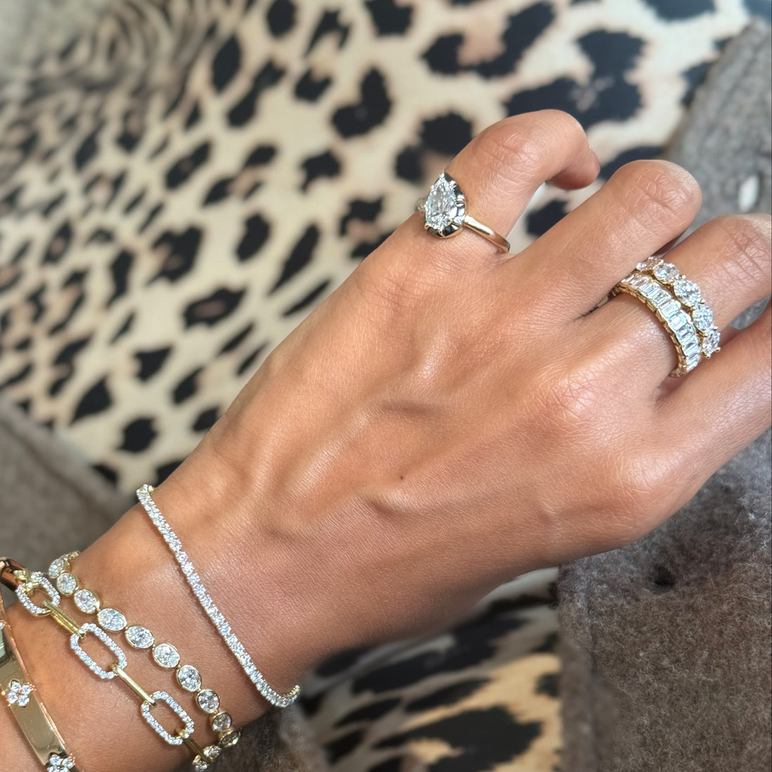 Pear Bezel Lab Grown Diamond Ring