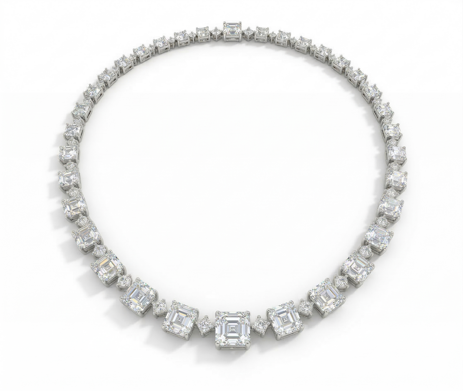 Asscher Single Line Lab Grown Diamond Necklace