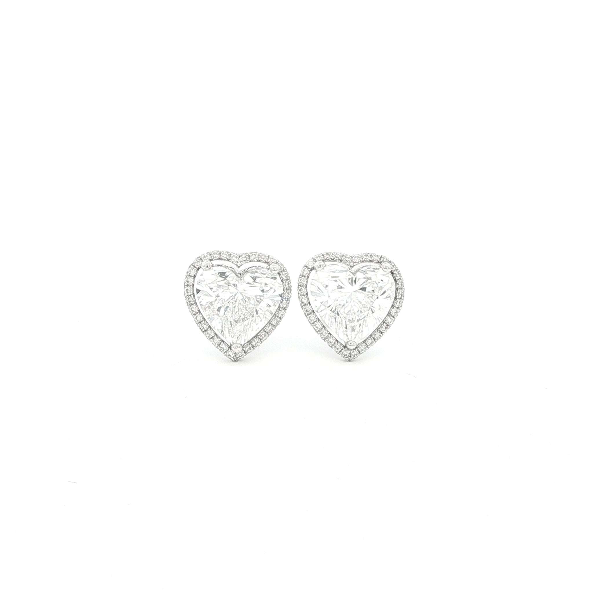 Double Halo Heart Lab Grown Diamond Studs