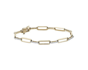 Diamond Alternating Paperclip Bracelet In 14k Yellow Gold (1/2 Ct. Tw.)