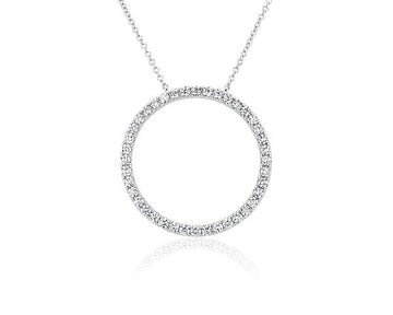 Riviera Pavé Diamond Circle Necklace In 14k White Gold (1 Ct. Tw.)