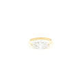 Marquise lab-grown diamond, east-west setting, half bezel in 18k yellow gold. 
