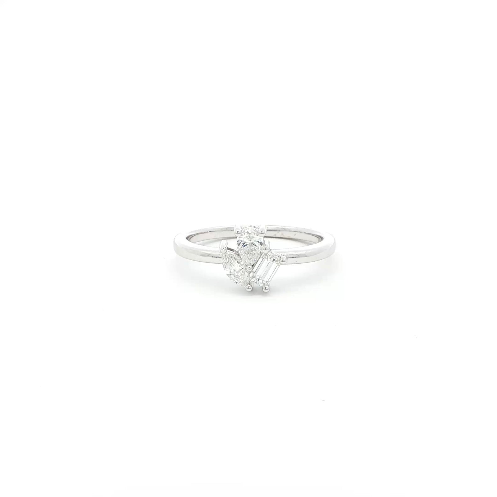 Cluster Ring in 10K White Gold - Lab Grown Diamond Ring in Hong Kong - Pink Ring