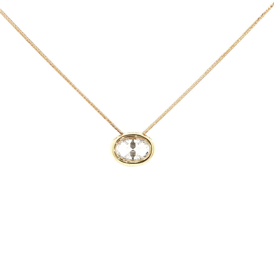 East-West Oval Lab Grown Diamond Georgian Bezel Pendant