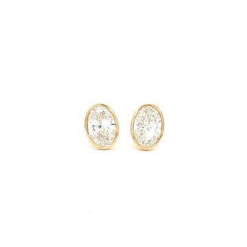 Oval Bezel Lab Grown Diamond Studs
