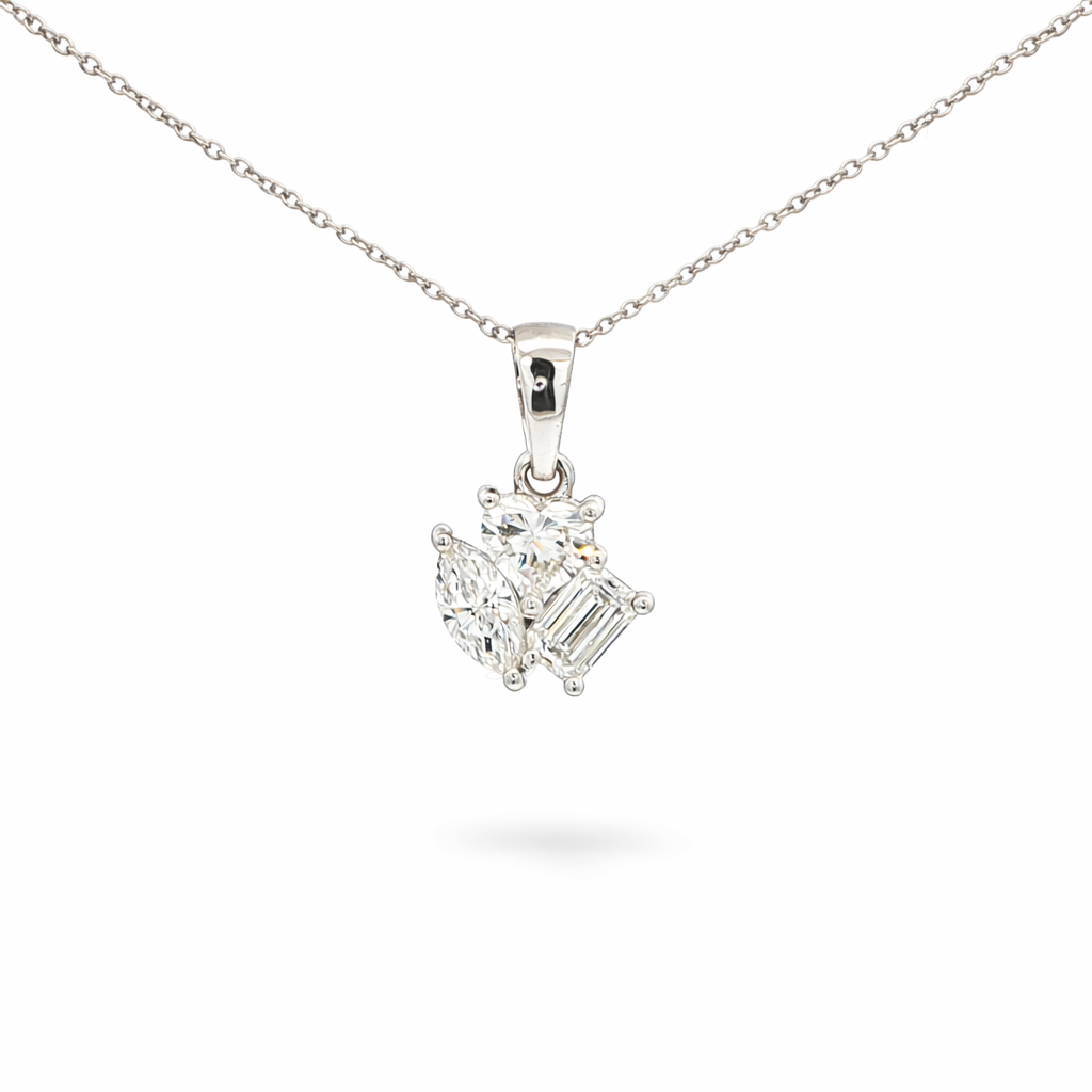 Heart, Marquise & Emerald Cluster Lab Grown Diamond Pendant by By Angi, lab-grown diamond jeweller in Tsim Sha Tsui Hong Kong | TST HK Fine Jewellery By Angi 尖沙咀人造鑽石珠寶 -Heart, Marquise & Emerald Cluster Lab Grown Diamond Pendant | 香港TST求婚鑽石首飾