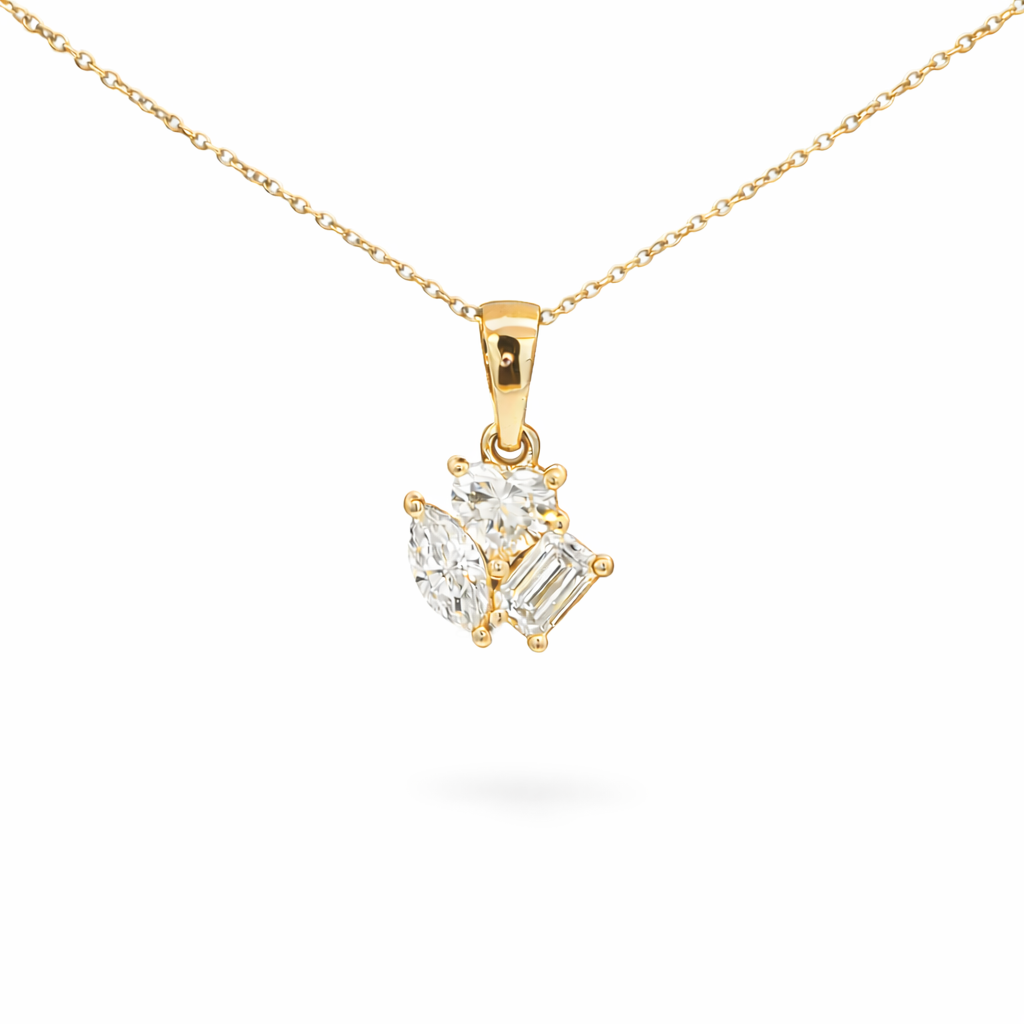 Heart, Marquise & Emerald Cluster Lab Grown Diamond Pendant by By Angi, lab-grown diamond jeweller in Tsim Sha Tsui Hong Kong | TST HK Fine Jewellery By Angi 尖沙咀人造鑽石珠寶 -Heart, Marquise & Emerald Cluster Lab Grown Diamond Pendant | 香港TST求婚鑽石首飾