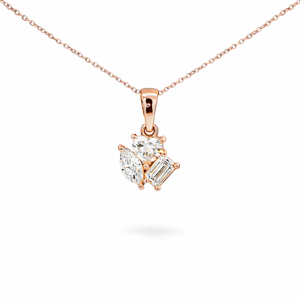 Heart, Marquise & Emerald Cluster Lab Grown Diamond Pendant by By Angi, lab-grown diamond jeweller in Tsim Sha Tsui Hong Kong | TST HK Fine Jewellery By Angi 尖沙咀人造鑽石珠寶 -Heart, Marquise & Emerald Cluster Lab Grown Diamond Pendant | 香港TST求婚鑽石首飾