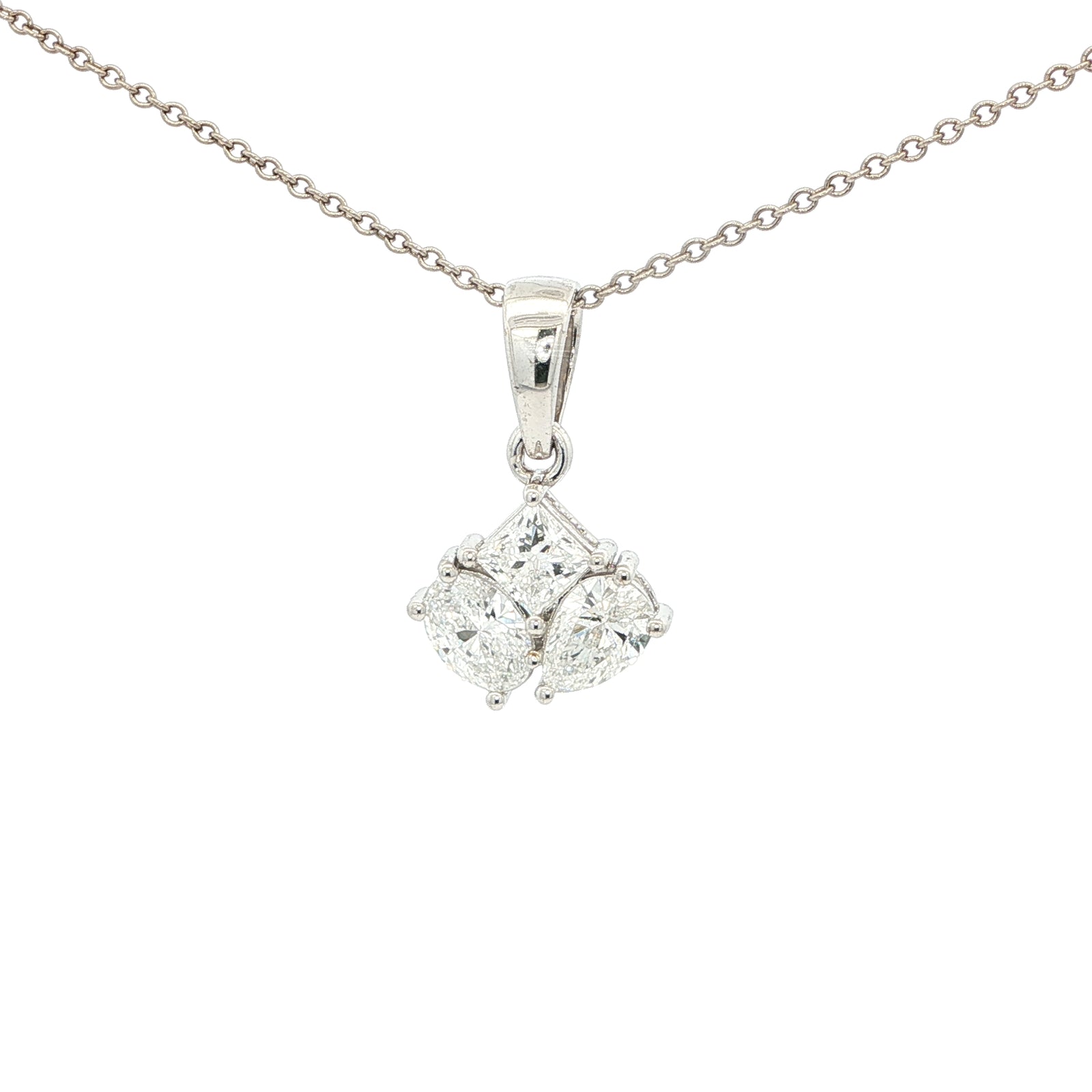 Radiant, Oval & Pear Cluster Lab-Grown Diamond White Gold Pendant by By Angi, lab-grown diamond jeweller in Tsim Sha Tsui Hong Kong | TST HK Fine Jewellery By Angi 尖沙咀人造鑽石珠寶 - Radiant, Oval & Pear Cluster Lab Diamond Pendant | 香港TST求婚鑽石首飾