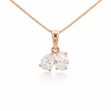 Oval & Pear Toi Et Moi Lab-Grown Diamond Rose Gold Pendant by By Angi, lab-grown diamond jeweller in Tsim Sha Tsui Hong Kong | TST HK Fine Jewellery By Angi 尖沙咀人造鑽石珠寶 - Oval & Pear Toi Et Moi Lab Diamond Pendant | 香港TST求婚鑽石首飾