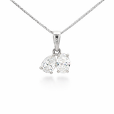 Oval & Pear Toi Et Moi Lab-Grown Diamond White Gold Pendant by By Angi, lab-grown diamond jeweller in Tsim Sha Tsui Hong Kong | TST HK Fine Jewellery By Angi 尖沙咀人造鑽石珠寶 - Oval & Pear Toi Et Moi Lab Diamond Pendant | 香港TST求婚鑽石首飾