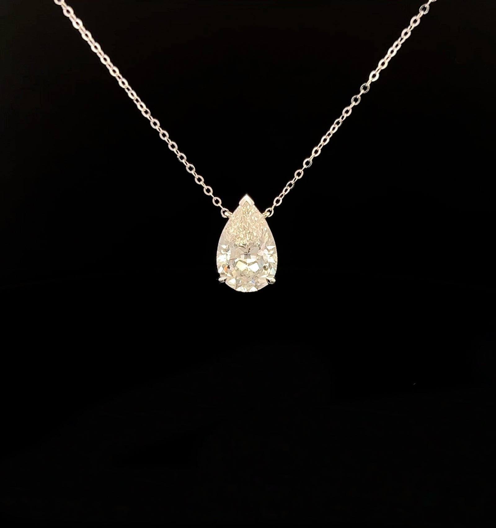 3ct Solitaire Pear Lab Grown Diamond Pendant