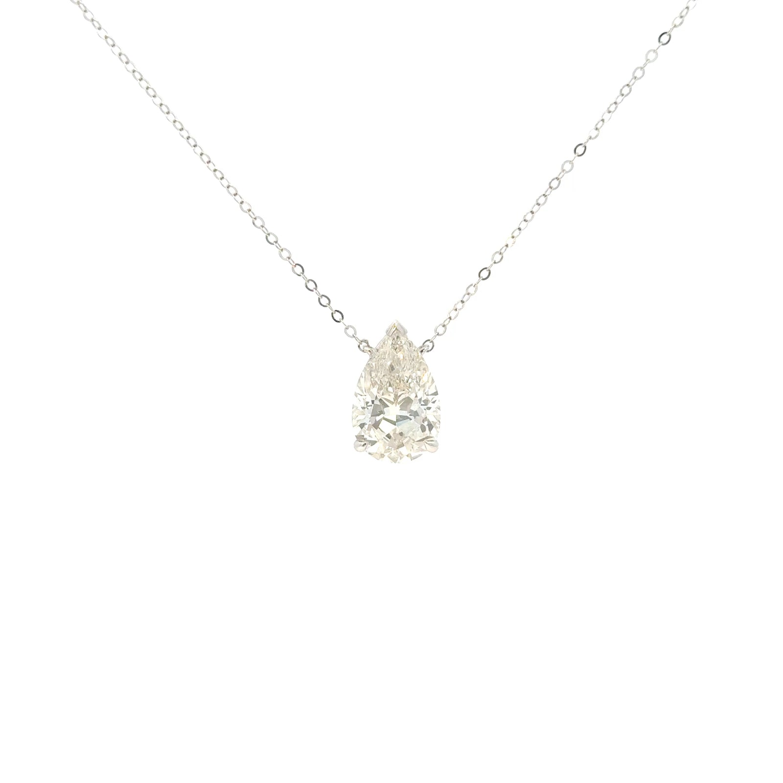3ct Solitaire Pear Lab Grown Diamond Pendant