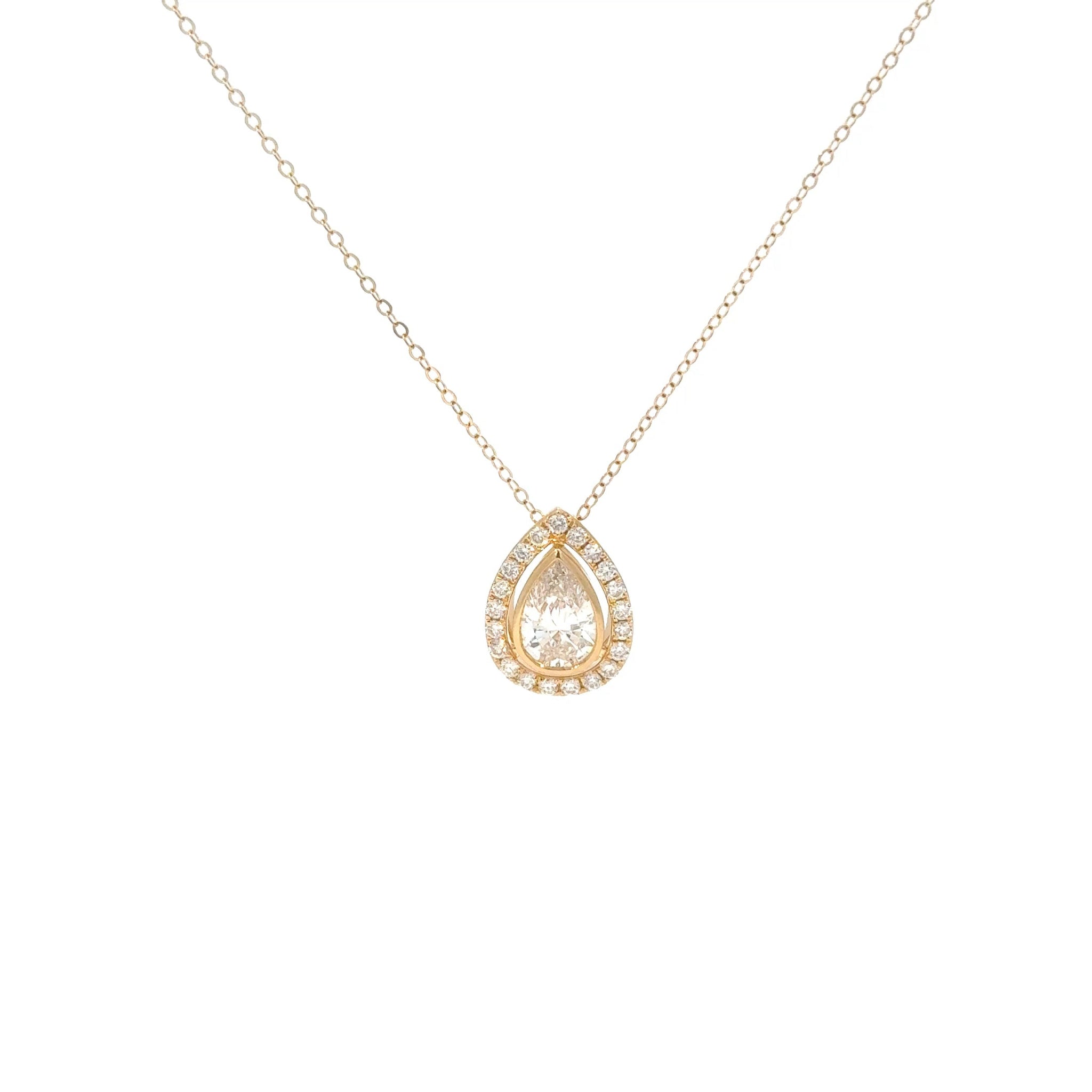 Pear with Halo Lab Grown Diamond Pendant