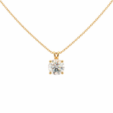 Lab-grown brilliant round diamond pendent necklace in 18k yellow gold.
