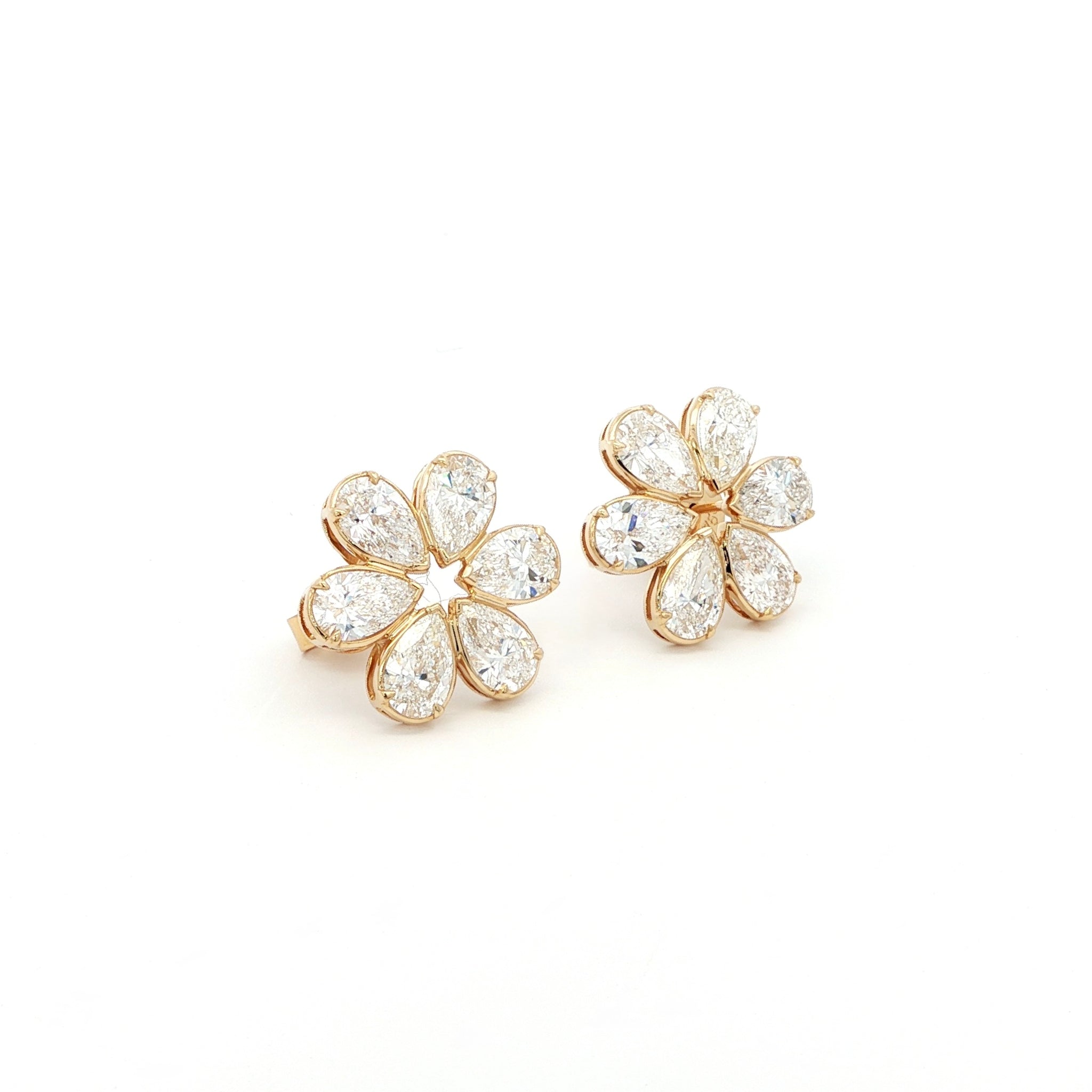 Pear Bezel Floral Lab Grown Diamond Earrings