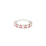 Pink Duo Tone Emerald Half Eternity Lab Grown Diamond Ring