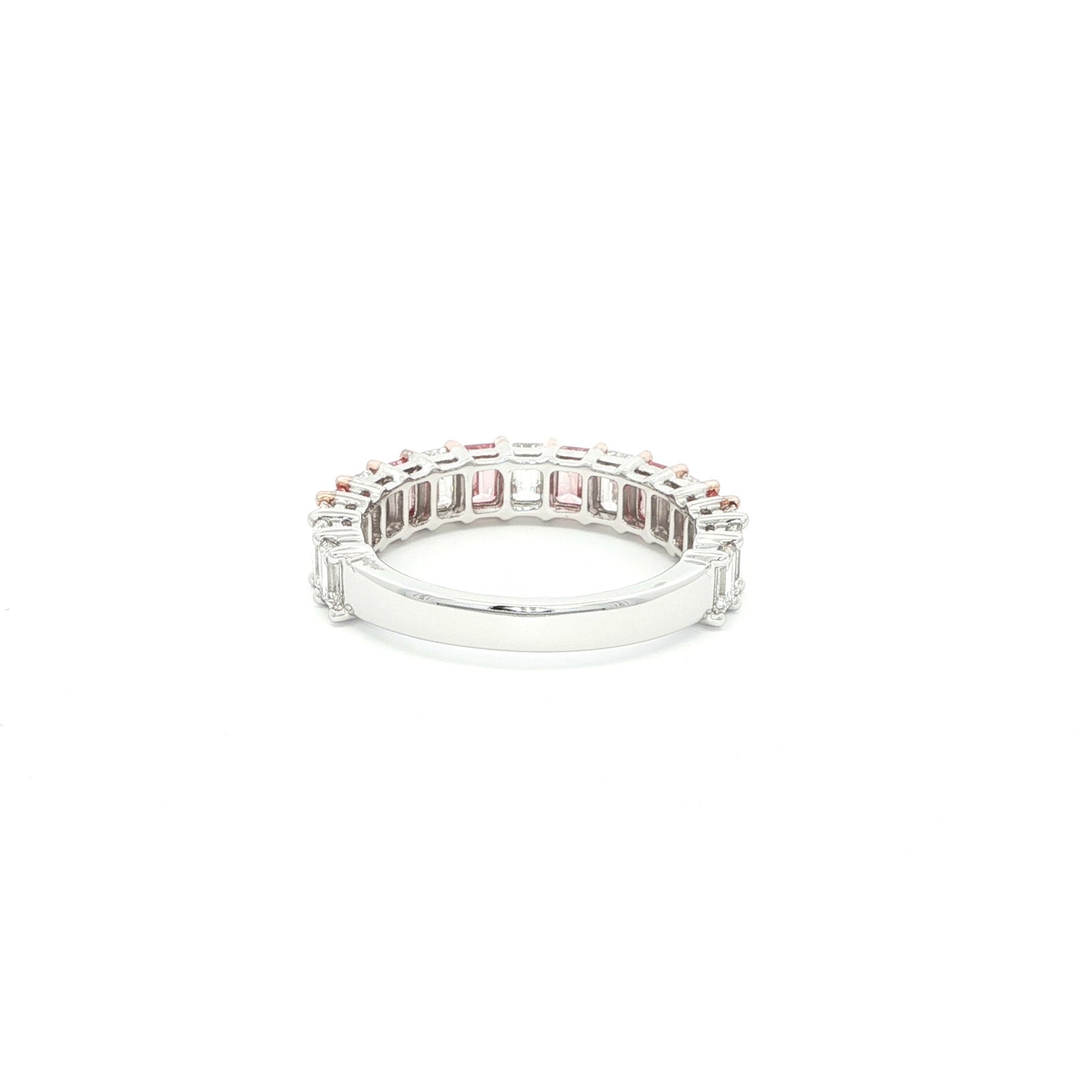 Pink Duo Tone Emerald Half Eternity Lab Grown Diamond Ring