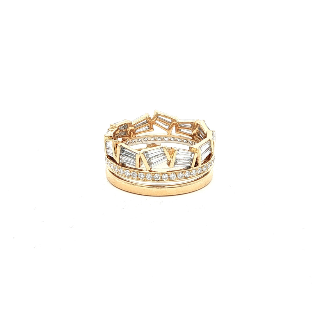 Baguette Cut Diamond Rose Gold Stackable Ring By Angi jeweller Tsim Sha Tsui Hong Kong
