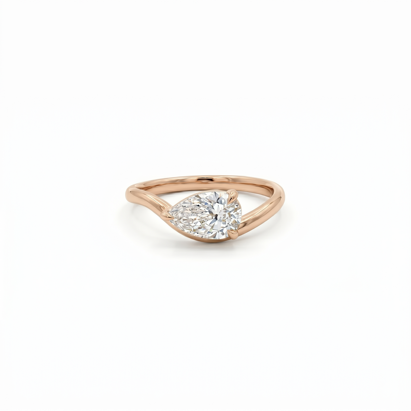 Pear Shaped Brilliant Cut Diamond Solitaire Ring in Rose Gold By Angi jeweller Tsim Sha Tsui Hong Kong