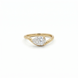 Pear Shaped Brilliant Cut Diamond Solitaire Ring in Curve band Yellow Gold By Angi jeweller Tsim Sha Tsui Hong Kong