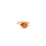 Vivid Orange Pear Shape Lab grown diamond Solitaire Ring in Yellow Gold By Angi jeweller Tsim Sha Tsui Hong Kong