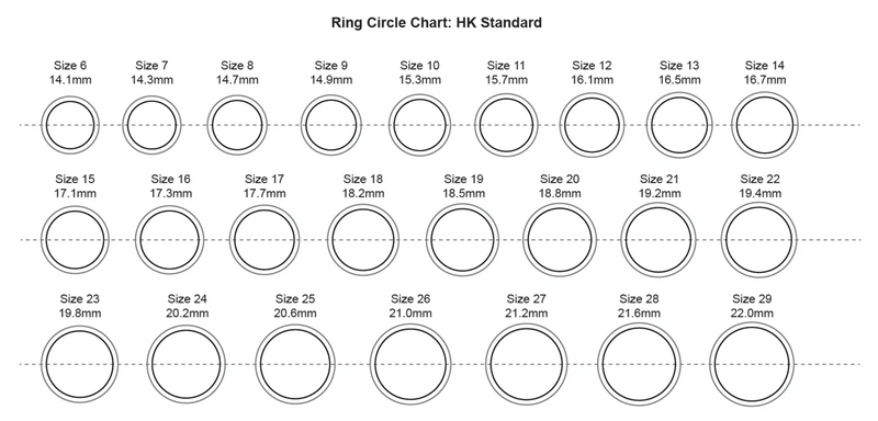 International Ring Size Conversion Chart - HK, US & EU Sizes - By Angi Tsim Sha Tsui Showroom
國際戒指尺寸對照表 - 香港、美國及歐洲標準 - By Angi 尖沙咀陳列室