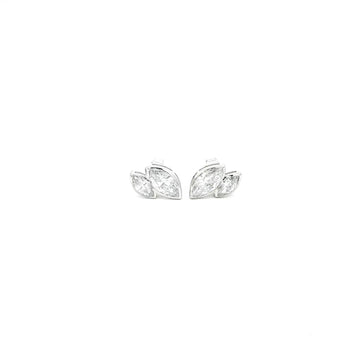 Marquise lab grown diamond studs in bezel setting, toi et moi style. 