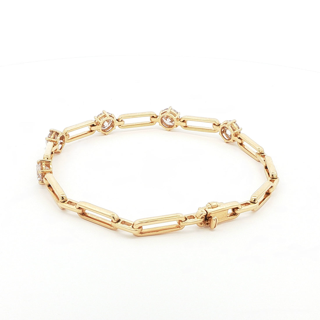 Gold Link Lab-Grown Diamond Bracelet