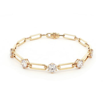 Gold Link Lab-Grown Diamond Bracelet