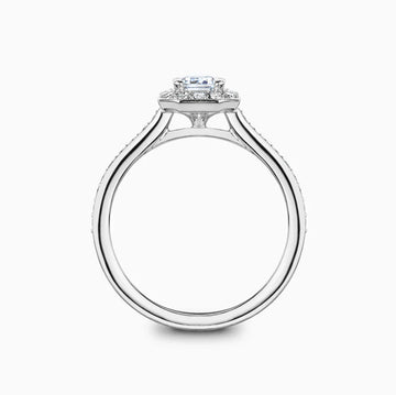 Diamond Halo Engagement Ring with Bright-Cut Diamond Band