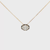 East-West Oval Lab Grown Diamond Georgian Bezel Pendant