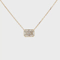 Lab-grown radiant-cut diamond pendant necklace in 18k yellow gold, bezel set. 