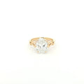 Oval solitaire lab-grown diamond ring in tapered cathedral setting, 18k yellow gold. 