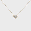 Lab-grown fancy heart diamond pendant necklace in 18k yellow gold, bezel set.