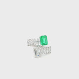 Green Emerald and Marquise Twist Lab Grown Diamond Ring