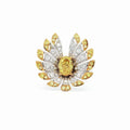 18K_Yellow_Gold_Lab_Grown_Diamond_Ring_Oval_Cut_Fancy_Statement_Cocktail_Evening 

This 18K Yellow Gold ring exudes luxury, showcasing a yellow oval-cut diamond centre with a delicate floral-inspired halo adorned with white and yellow diamonds. The meticulous craftsmanship makes it a standout piece, perfect for adding a touch of glamor to your look!